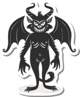 A demonic creature with wings and horns stands on a base png