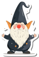 A cheerful gnome with a pointed hat and long beard png