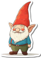 A cheerful garden gnome stands smiling in his red hat png