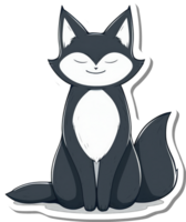 Serene Black And White Fox Sitting Calmly png