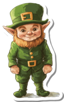 A cheerful leprechaun wearing a green hat and coat png