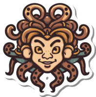 Smiling Creature With Octopus Hair Adornment png