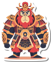 Monkey King in ornate golden armor stands proudly png