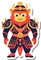 A cheerful monkey warrior in traditional asian attire png