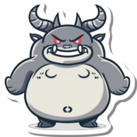 Angry Gray Monster With Horns Displays Sharp Teeth png