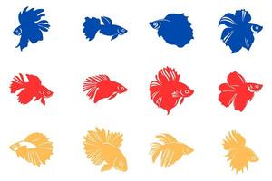 Simple Betta Fish Illustration Design Set vector