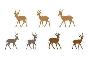 Simple Antelope Illustration Design Set vector