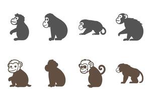 Simple Ape Illustration Design Set vector