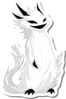 White Furry Creature with Sharp Features and Grin png