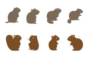 Simple Beaver Illustration Design Set vector