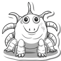 A cheerful cartoon creature with multiple limbs and a happy expression png