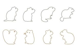 Outline Beaver Illustration Design Set vector