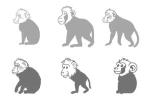 Simple Baboon Illustration Design Set vector