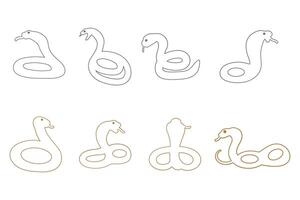 Outline Cobra Illustration Design Set vector