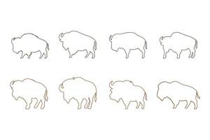 Outline Buffalo Illustration Design Set vector