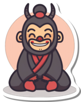 Happy Monkey Dressed In A Dark Robe Wearing Horns png