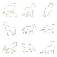 Outline Caracal Illustration Design Set vector