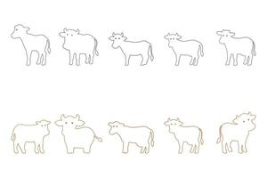 Outline Calf Illustration Design Set vector