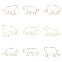 Outline Leopard Illustration Design Set vector