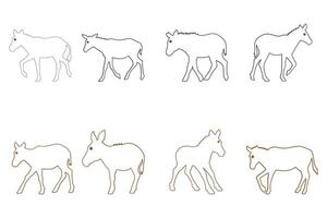 Outline Anoa Illustration Design Set vector