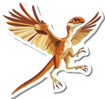 A stylized illustration of a feathered dinosaur in flight png