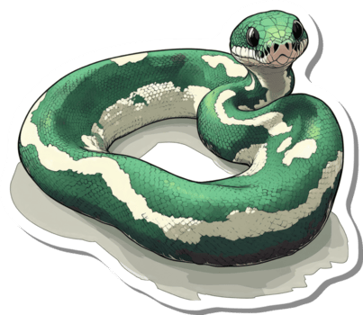 verde árvore Pitão enrolado dentro uma relaxado postura png