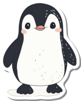 Adorable Cartoon Penguin Stands on White Background png