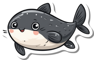 Adorable Cartoon Fish Sticker Design Illustration png