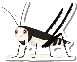A whimsical illustration of a stylized grasshopper png