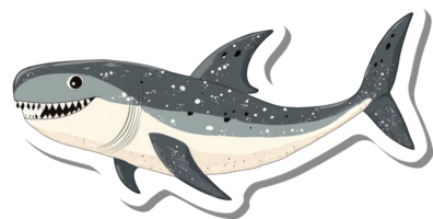 Smiling Megalodon Shark Sticker Illustration png