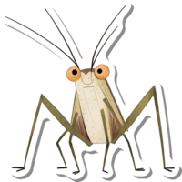 A whimsical illustration of a cartoon grasshopper png