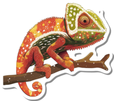 A Vibrant Chameleon Perched on a Branch png