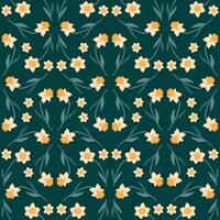 Seamless pattern of daffodils on a white background. vector