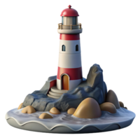 Lighthouse on a Rocky Island png