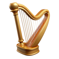 Golden Harp with Strings and Curved Design png