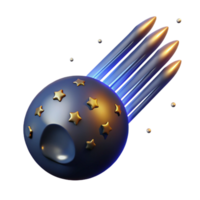 Isometric Render of a Starry Planet with a Comet Tail png