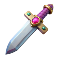 Isometric Render of a Fantasy Sword with Gems png