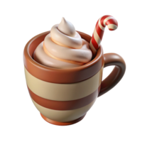 Whipped Cream Cocoa Mug with Candy Cane png