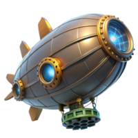 Steampunk Airship 3D Render Futuristic Retro Blimp Design png