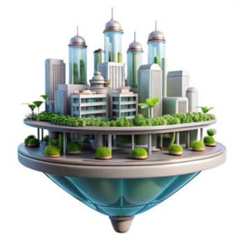 ecológico futurista cidade 3d ilustração verde urbano panorama sustentável arquitetura png