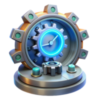 3D Render of Futuristic Clock Gear Mechanism png