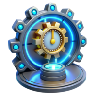 3D Render Gear Clock Time Mechanism Abstract Background png