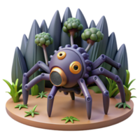 3D Render of a Mechanical Spider in a Fantasy Setting png
