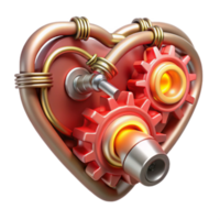 Mechanical Heart 3D Illustration Gears, Pipes, and Steampunk Heart Design png