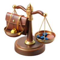 3D Illustration of a Scale Balancing Wealth and Value png