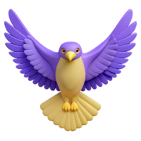 Purple Bird Isometric Render with Spread Wings png