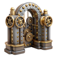 Steampunk Archway 3D Render Intricate Gearwork and Metallic Design png
