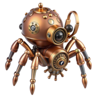 Steampunk Spider Robot 3D Render, Mechanical Arachnid Illustration, Retro Futuristic Design png