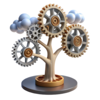 3D Render of a Gear Tree A Conceptual Illustration of Interconnected Systems png