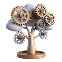 3D Render of a Gear Tree Interlocking Mechanisms and Industrial Design png